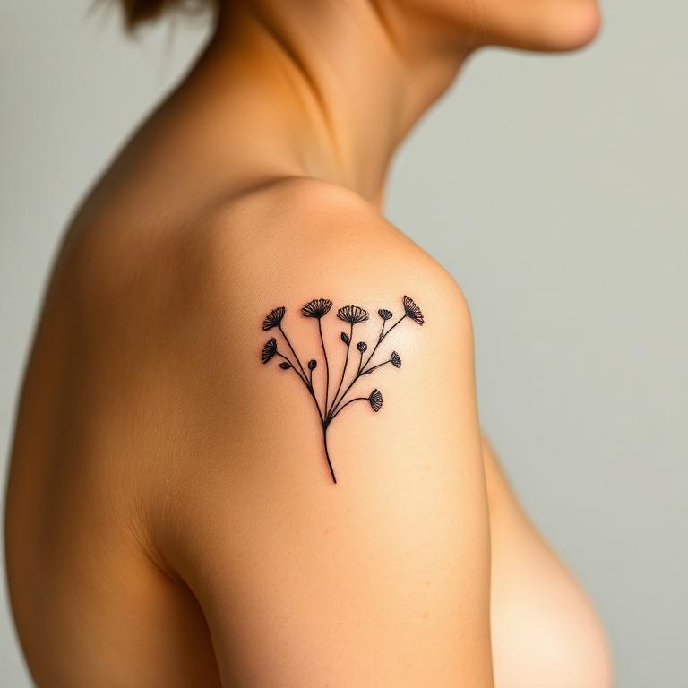 Minimalist wildflower tattoo