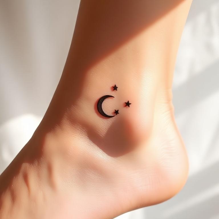 Crescent moon fine line tattoo