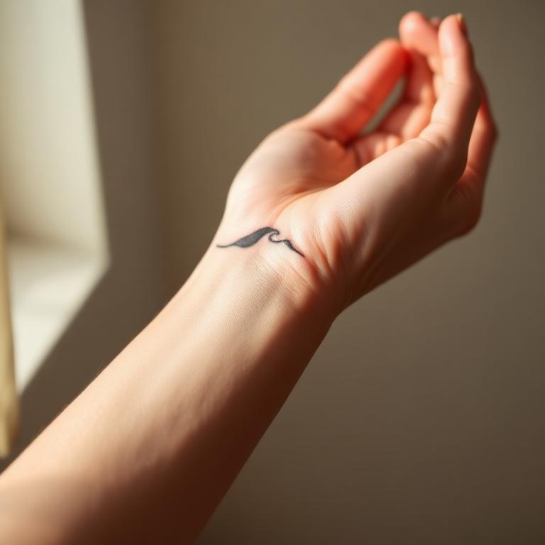 Fine line wave tattoo