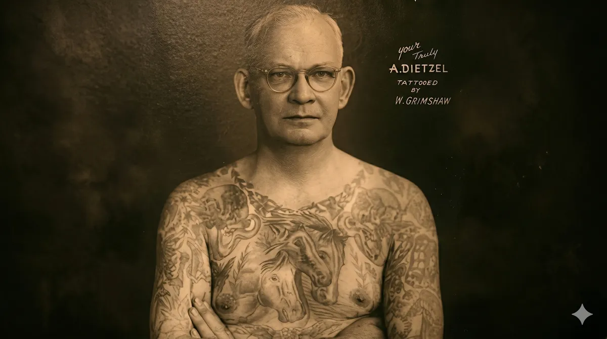Amund Dietzel, pioneering American traditional tattoo artist in Milwaukee
