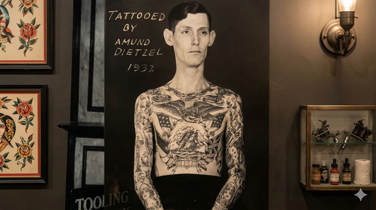 Amund Dietzel, creator of over 5000 traditional American tattoo designs