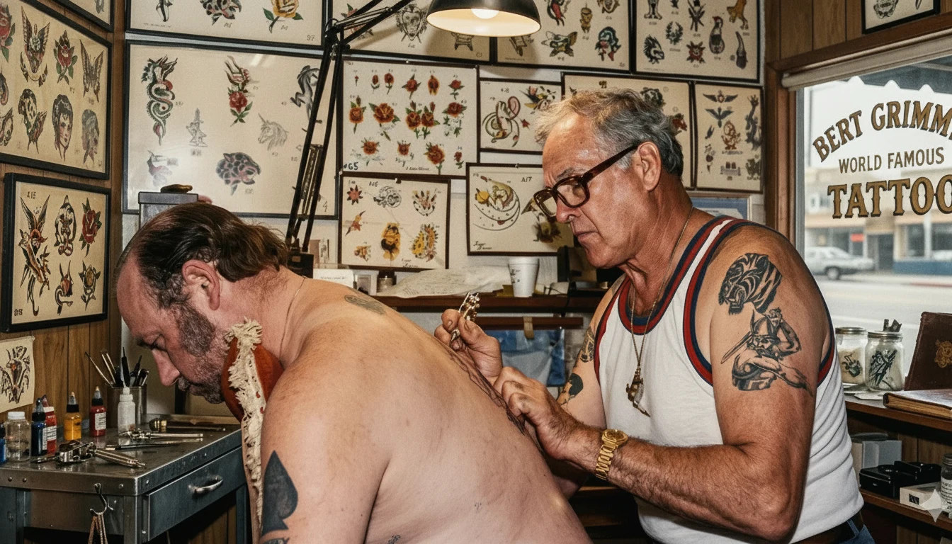 Bert Grimm — known for his Long Beach, California tattoo parlor