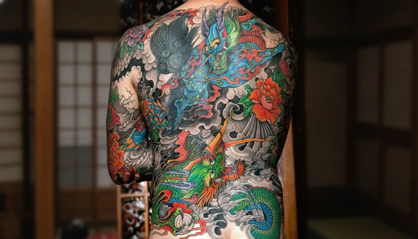 Traditional Japanese irezumi tattoo work representing the legacy of Horiyoshi II