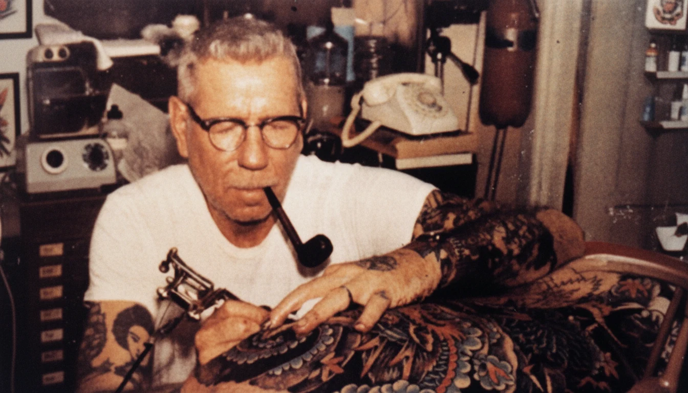 Sailor Jerry (Norman Collins), the legendary American traditional tattoo artist known for his Honolulu shop and bold nautical flash